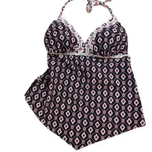 NWT SO Aztec Print Push Up Pink Black Tankini Top Brand New Women’s Small